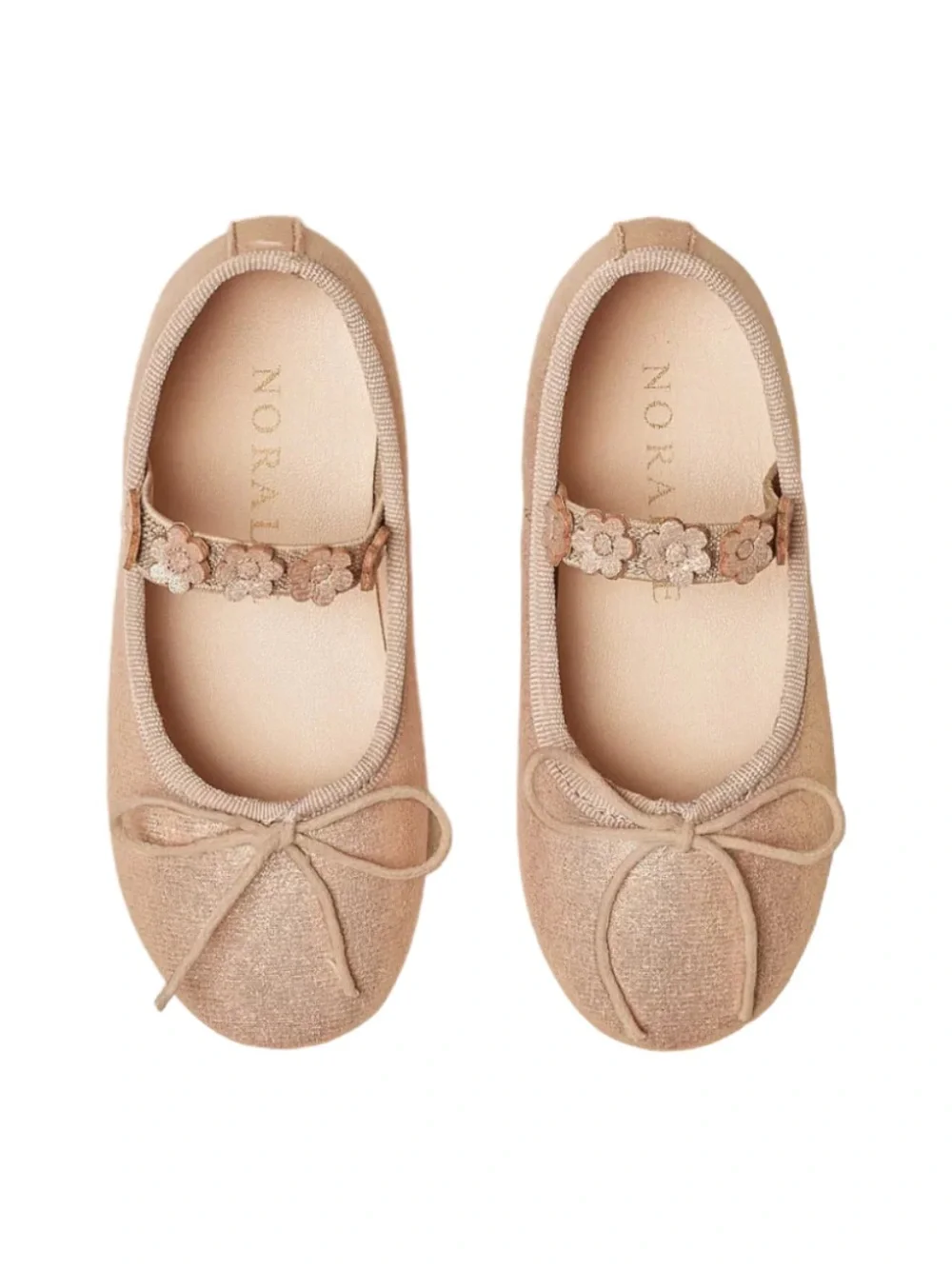 Noralee Pink Floral Strap Kids Ballet Flats